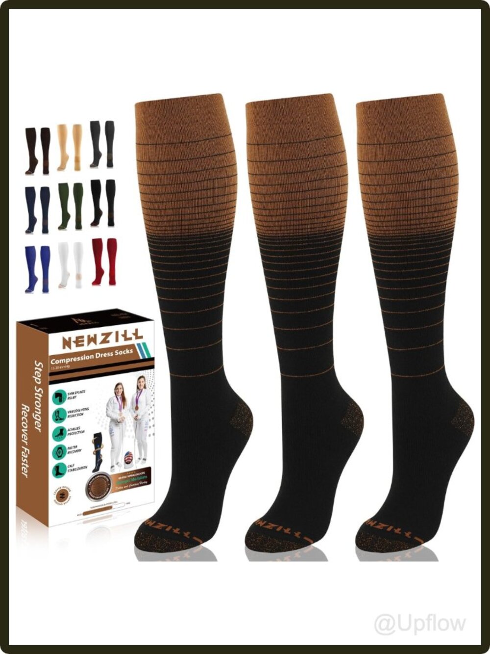 Women's Men's Copper Compression Knee High Dress Socks 3 Pack 15-20 mmHg